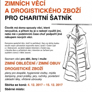 Sbírka zimního oblečení a drogistického zboží