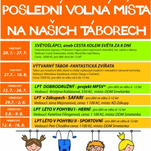 POSLEDNÍ VOLNÁ MÍSTA NA NAŠICH TÁBORECH
